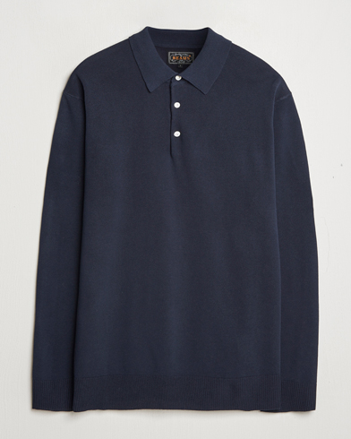 BEAMS PLUS Long Sleeve 12G Knit Polo Navy – Azul