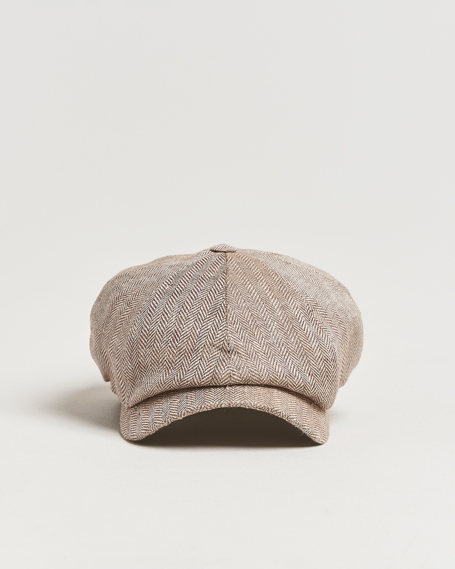 Wigéns Newsboy Classic Linen Herringbone Cap Brown – Marrón