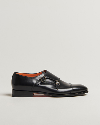 Santoni Adrian Double Monk Black Calf – Negro