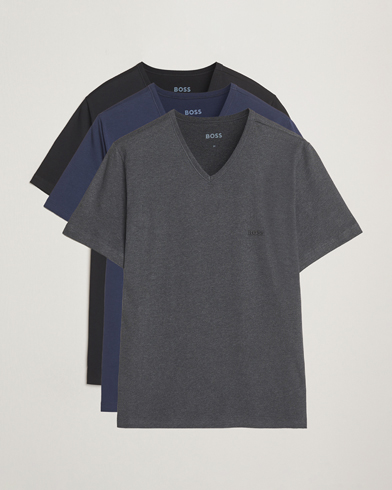 BOSS BLACK 3-Pack V-Neck T-Shirt Black/Blue/Grey – Azul