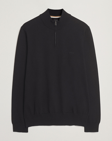 BOSS BLACK Padro Cotton Knitted Half Zip Black – Negro