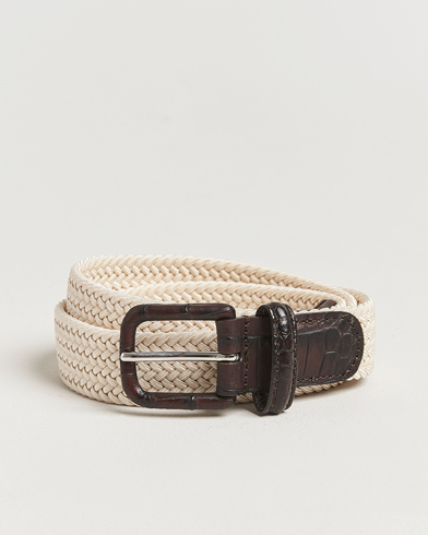 Anderson's Stretch Woven Leather Buckle 3 cm Belt Off White – Blanco