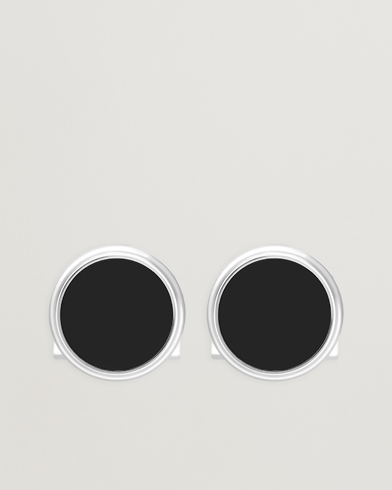 S.T. Dupont Cufflink Round Black/Pall Silver – Negro