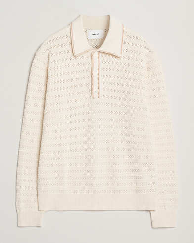 NN07 Josh Knitted Polo Ivory – Blanco