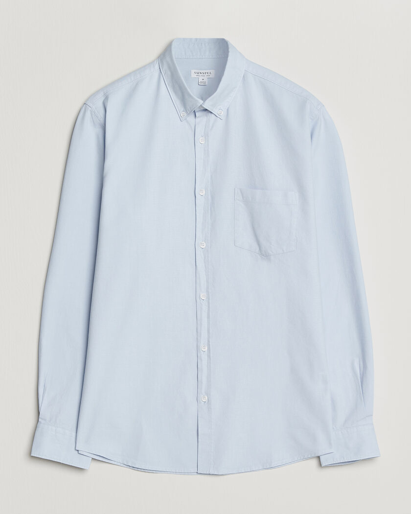 Sunspel Oxford Button Down Shirt Light Blue – Azul