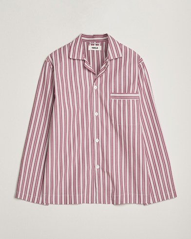 Tekla Poplin Pyjama Shirt Rhubarb Stripes – Rojo