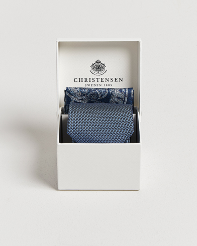 Amanda Christensen Box Set Silk 8 cm Tie And Pocket Square Sky Blue – Azul