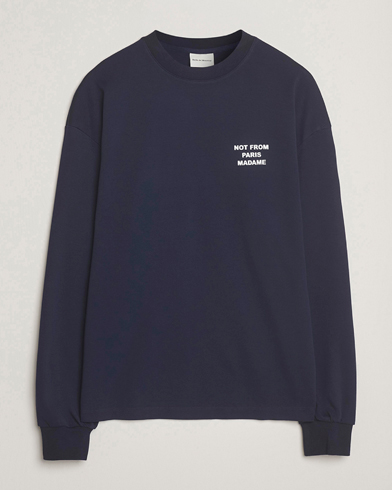 Drôle de Monsieur Slogan Long Sleeve T-Shirt Navy – Azul