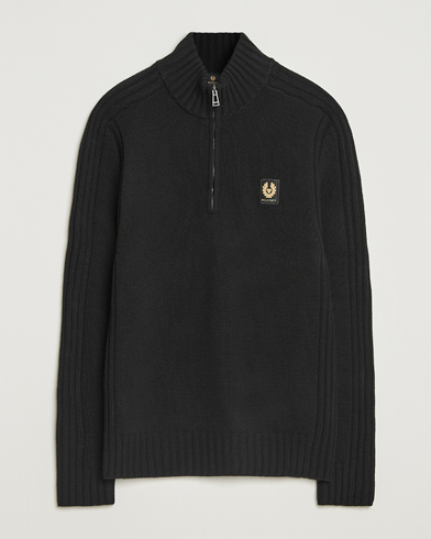 Belstaff Watch Wool Knitted Quarter Zip Black – Negro