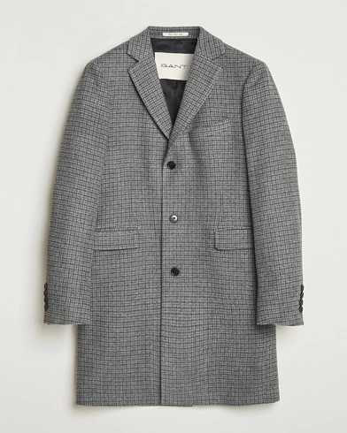 GANT Classic Wool Houndstooth Coat Black – Negro