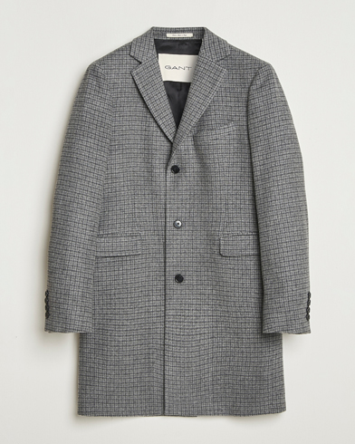 Gant Classic Wool Houndstooth Coat Black – Negro