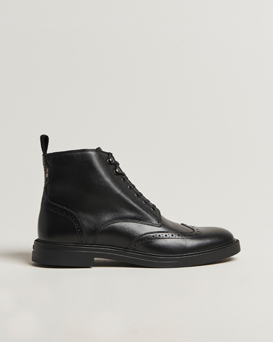 BOSS BLACK Calev Leather Brogue Boot Black – Negro