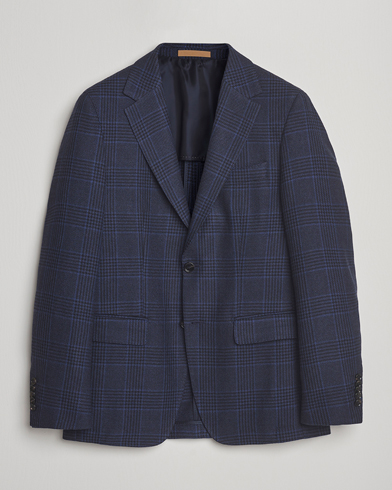 BOSS CAMEL Jeff Wool Checked Blazer Dark Blue – Azul