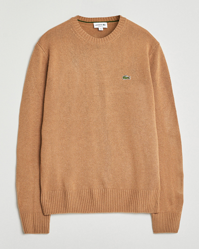 Lacoste Carded Wool Crew Neck Datte Chine – Beige