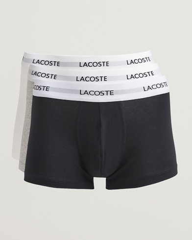 Lacoste 3-Pack Stretch Cotton Trunks Black/White/Grey – Blanco