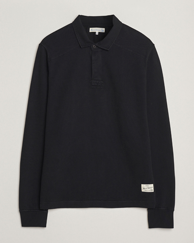 Merz b. Schwanen Relaxed Fit Vintage Cotton Rugby Shirt Black – Negro