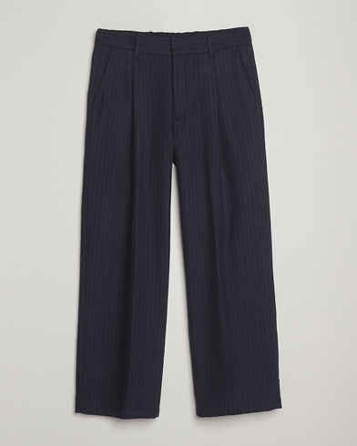 NN07 Kay Wool Pleated Pinstriped Trousers Navy Blue – Azul