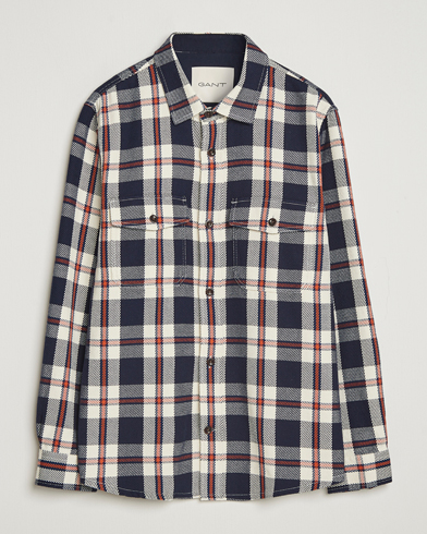 Gant Heavy Twill Checked Overshirt Evening Blue – Azul