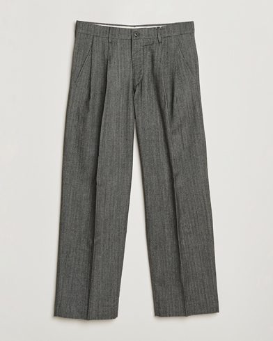 NN07 Justin Double Pleated Herringbone Trousers Grey – Gris