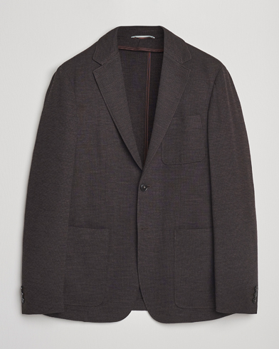 Canali Wool Houndstooth Jersey Blazer Dark Brown – Marrón
