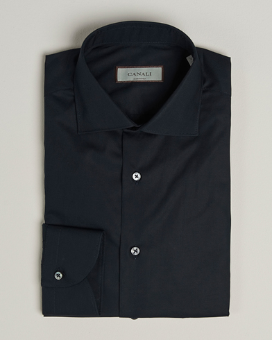 Canali Slim Fit Cotton/Stretch Shirt Navy – Azul