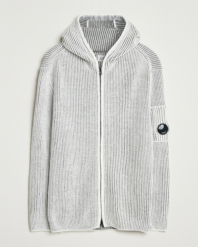 C.P. Company Knitted Full Zip Hood White/Grey – Gris