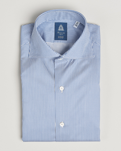 Finamore Napoli Milano Slim Cotton Twill Shirt Blue Stripe – Azul