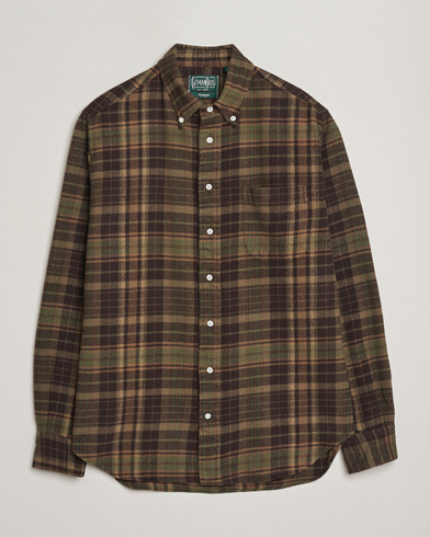 Gitman Vintage Brushed Winter Madras Button Down Shirt Brown/Olive – Marrón
