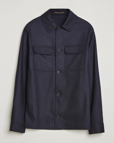 Incotex Flannel Overshirt Navy – Azul