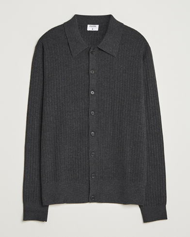 Filippa K Cotton Merino Knitted Cardigan Anthracite Melange – Gris