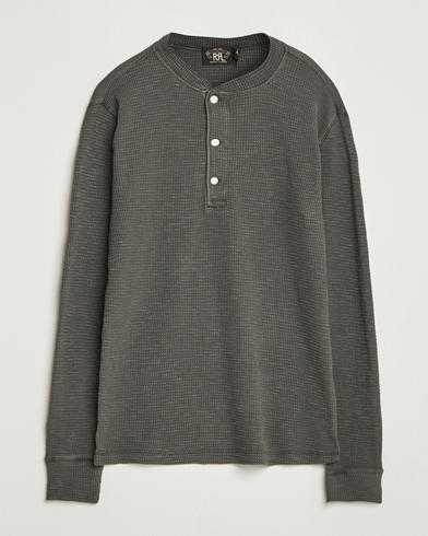 RRL Long Sleeve Henley Faded Black – Gris