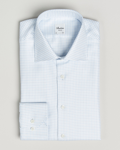 Stenströms Regular Fit Diagonal Check Shirt Light Blue – Azul