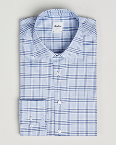 Stenströms Regular Fit Checked Cut Away Shirt Blue – Azul
