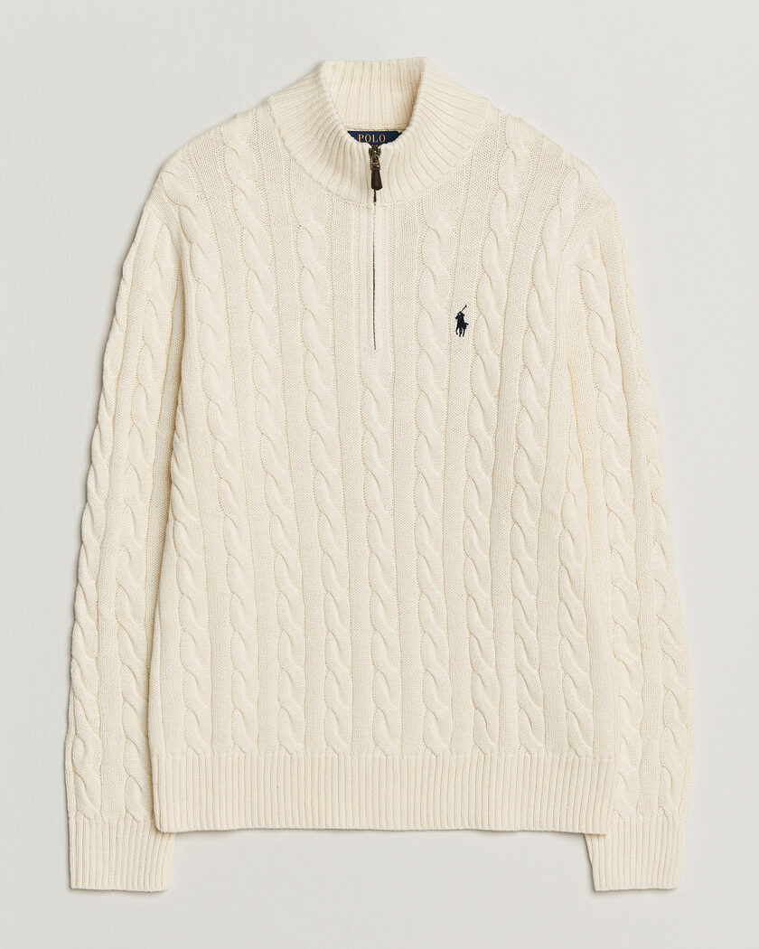 Polo Ralph Lauren Cotton Cable Half Zip Andover Cream – Blanco
