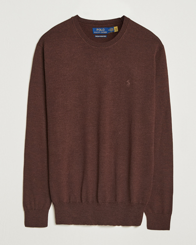 Polo Ralph Lauren Merino Crew Neck Pullover Burnt Brown Melange – Marrón
