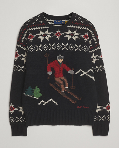 Polo Ralph Lauren Wool Skier Sweater Black Combo – Negro