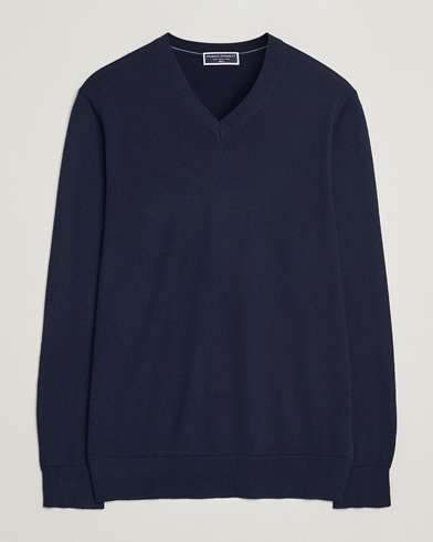 Charles Tyrwhitt Pure Merino V-Neck Jumper Navy – Azul