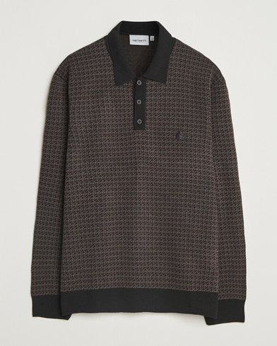 Carhartt WIP Lowis Houndstooth Polo Vitola Heater – Marrón
