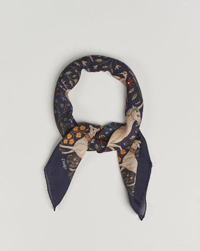 Drake's Unicorn Garden Wool/Silk Scarf Navy – Azul