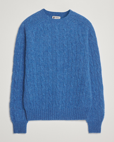 Morris Brushed Cable Sweater Blue – Azul