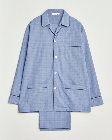 Derek Rose Piped Cotton Pyjama Set Light Blue – Azul