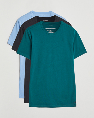 Calvin Klein 3-Pack Cotton Stretch Crew Neck T-Shirt Black/Green/Blue – Azul