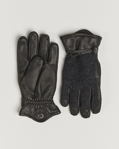 Hestra Daniel Wool/Goat Leather Glove Charcoal/Black – Negro