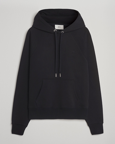 AMI Tonal Heart Logo Hoodie Black – Negro