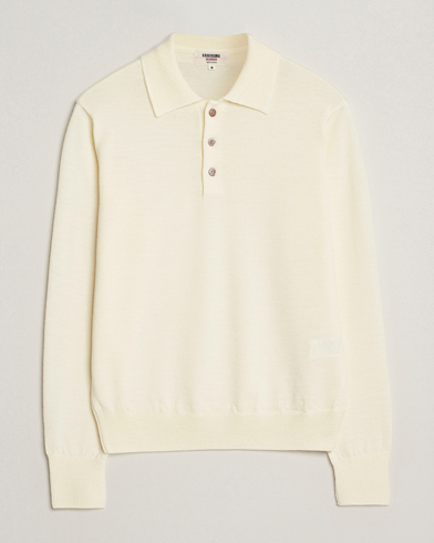 Kamakura Shirts Long Sleeve Knitted Polo Off White – Blanco