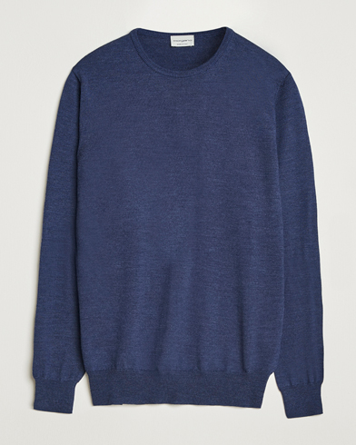 Morgano Extra Fine Merino Wool Crewneck Mid Blue – Azul