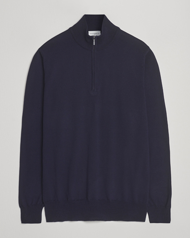 Morgano Extra Fine Merino Wool Half-Zip Navy – Azul