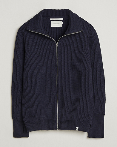 Peregrine Fisherman Merino Zip Cardigan Navy – Azul
