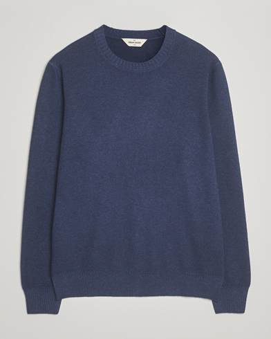 Gran Sasso Wool/Cashmere Washed Crew Neck Navy Melange – Azul