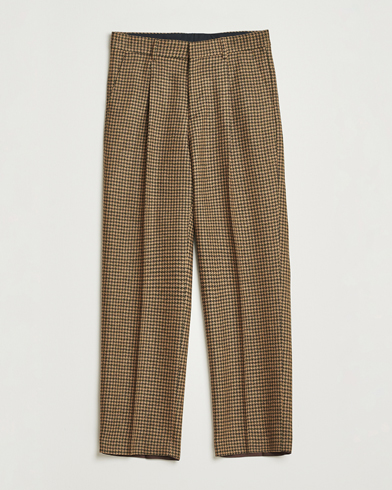 Tiger of Sweden Todne Swedish Wool Dogtooth Trousers Brown Olive – Marrón